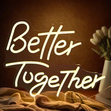 KatchOn, White Better Together Neon Sign - 17x13 Inch | USB Powered Better to...