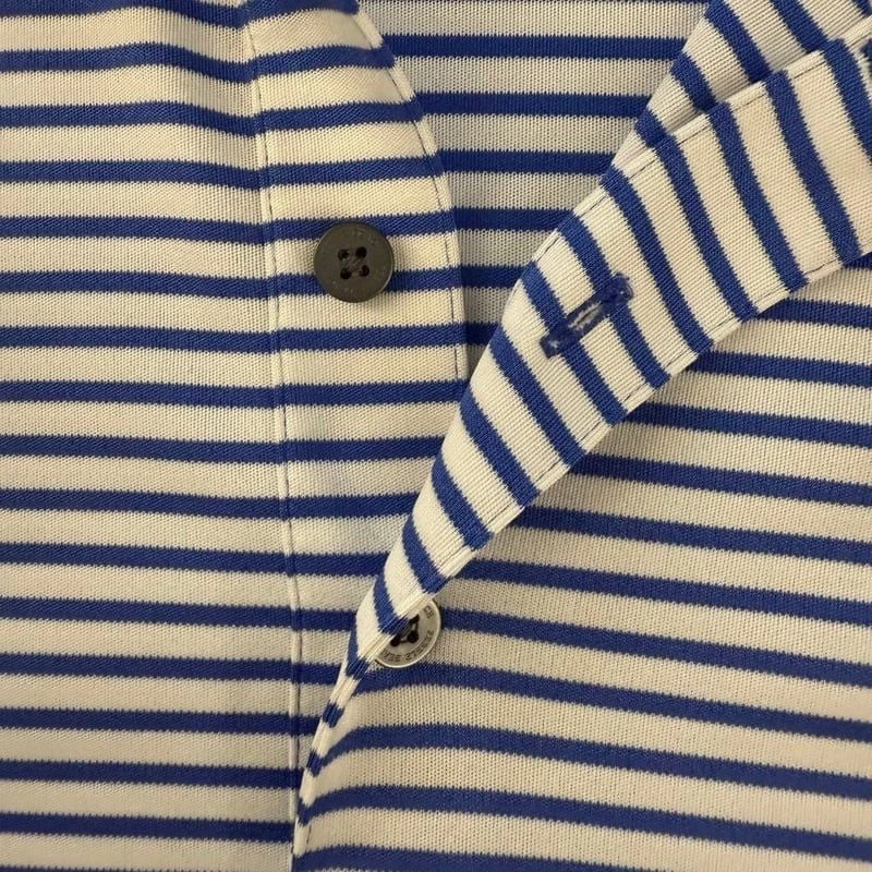 Pebble Beach Men's Blue Striped Performance Golf Polo Shirt - Image 4 of 4