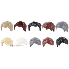 MOC Brown Hair Building Blocks City Figures Body Creative Accessory Blond Gold W