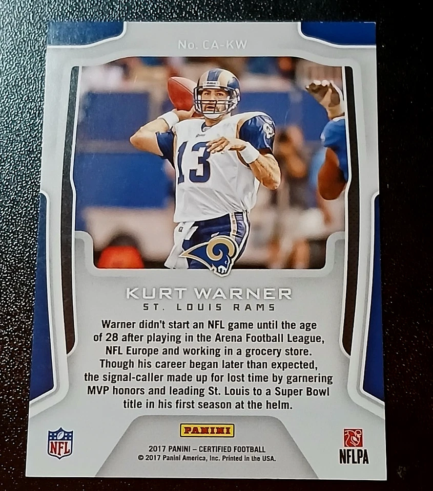2017 PANINI CERTIFIED ACCOMPLISHMENTS INSERT - KURT WARNER - ST.LOUIS RAMS CARD - Image 2 of 2
