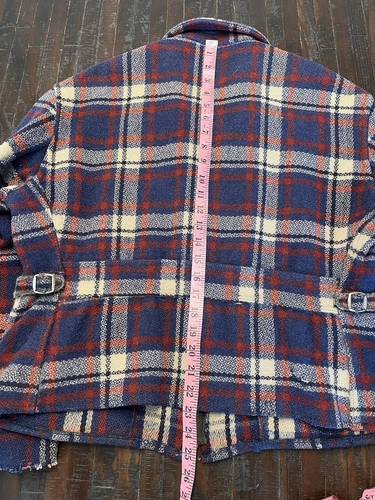 1940s Vintage WW2 Sportclad Plaid Cinch-Back Short Wool Jacket Antique Workwear - Picture 22 of 24