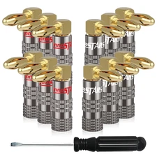 6 Pairs/12 Pack 90 Degree Banana Plugs 24K Gold Plated Speaker Wire Connector