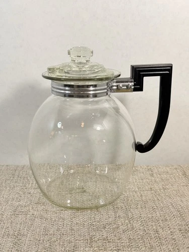 Vintage PYREX Glass 84-66 FlameWare Teapot Coffee Pot Art Deco w/Lid NICE! EUC