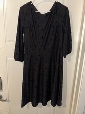 Talbots Black Dress with Velvet-Like Hearts-Women's size medium