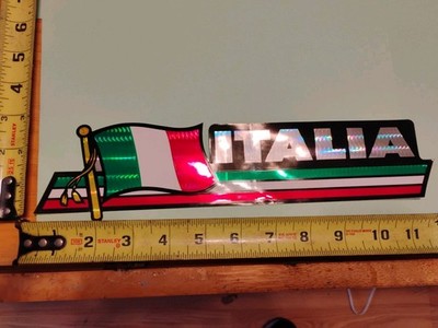 Vintage 80s Italia Reflective Decal Featuring Italian Flag 3in X 12in.