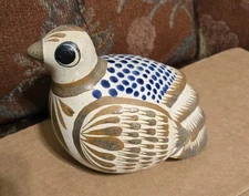 Large Mexican Handmade Pottery Tonala Bird Quail Partridge Signed 