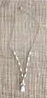 Vintage Milk Glass Stones Gold Tone Y Drop Necklace Length 9.5"