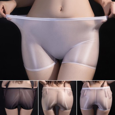 Women's Ultra Sheer Shiny Glossy Boyshorts Panties Boxer Briefs Shorts Underwear