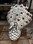 Vintage White Glass Tiffany Style Peacock Lamp Double Bulb