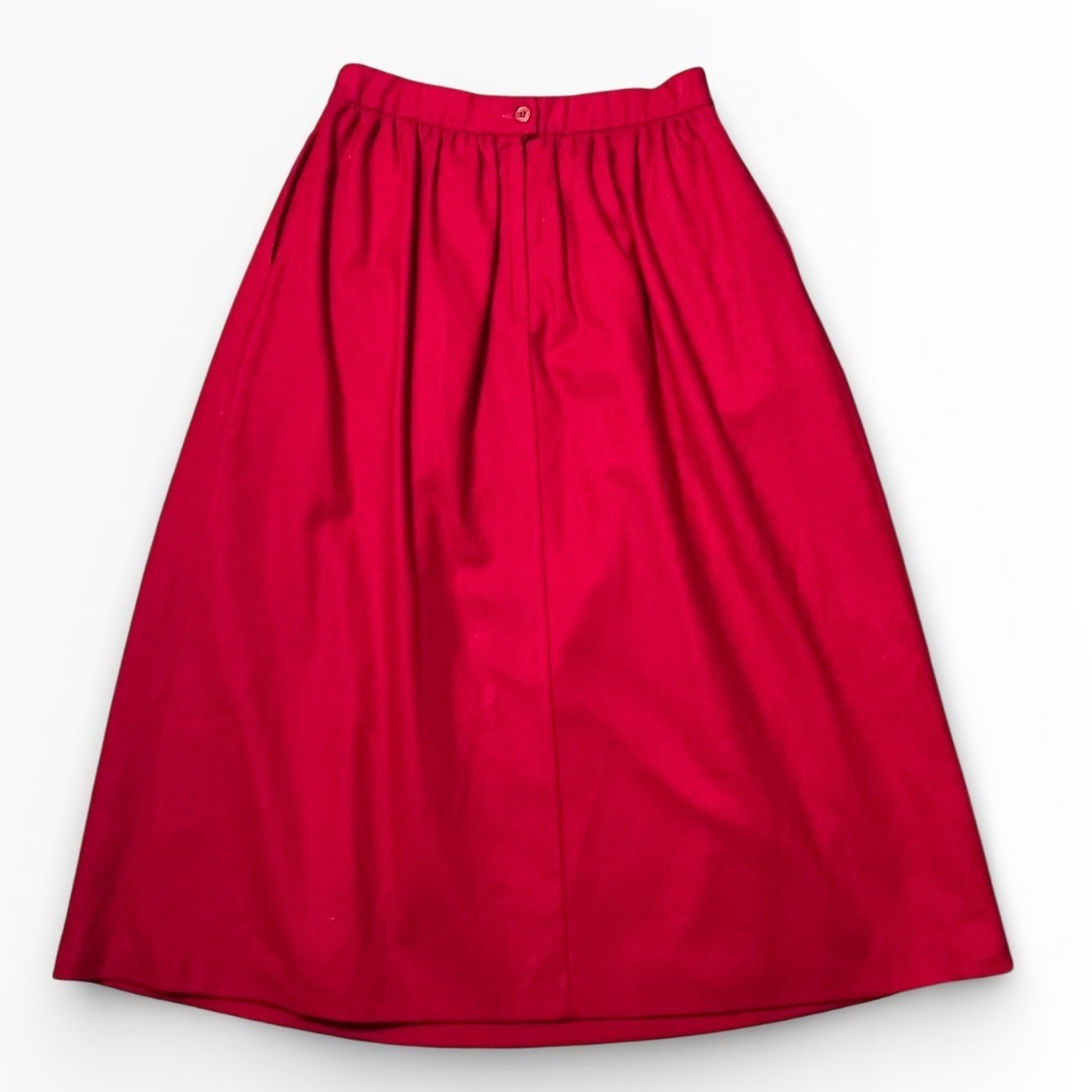 Reg Pock Vintage Koret Red Wool Blend Pleated Midi Skirt Size 14 Pocket A-line ...