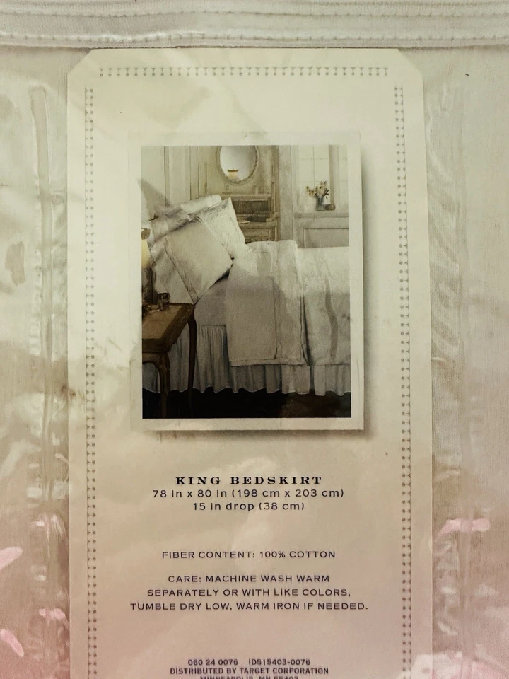 Falda de cama Simply Shabby Chic blanca con volantes KING 100 algodón Foto 2 de 4