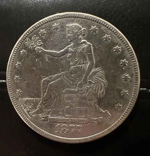 1877 Trade silver dollar - cleaned