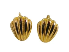 Vintage 80's Sarah Coventry Shiny Gold Tone Shell Clip Earrings
