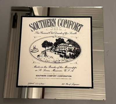 Southern Comfort Bar Mirror, Vintage Man Cave No Frame 12x12