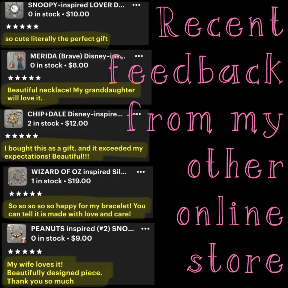 SNOW WHITE 17” Silver Necklace & Handmade Cabochon Pendant Jewelry Gift✨NEW - Image 4 of 4