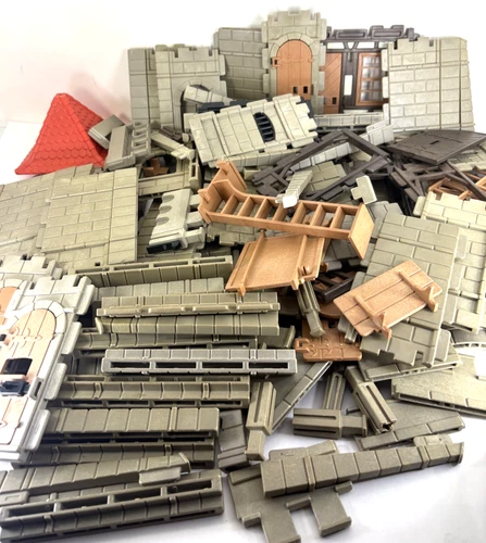 Vintage Playmobil Knights Castle Lot Parts Walls Doors Windows Ladders