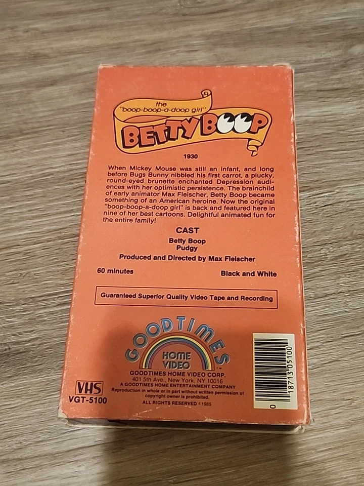 Betty Boop VHS 1985 Good Times Home W. Box Good 60 Mins B&W 9 Episodes VGT-5100 - Image 3 of 4