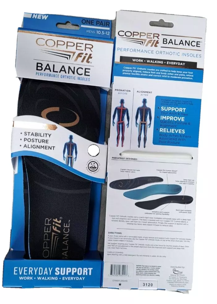 Copper Fit Balance Copper Infused Odor Reducing Orthotic Insoles