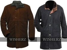 Longmire Coat Sheriff Walt Robert Taylor Suede Leather Brown & Black Coat Jacket