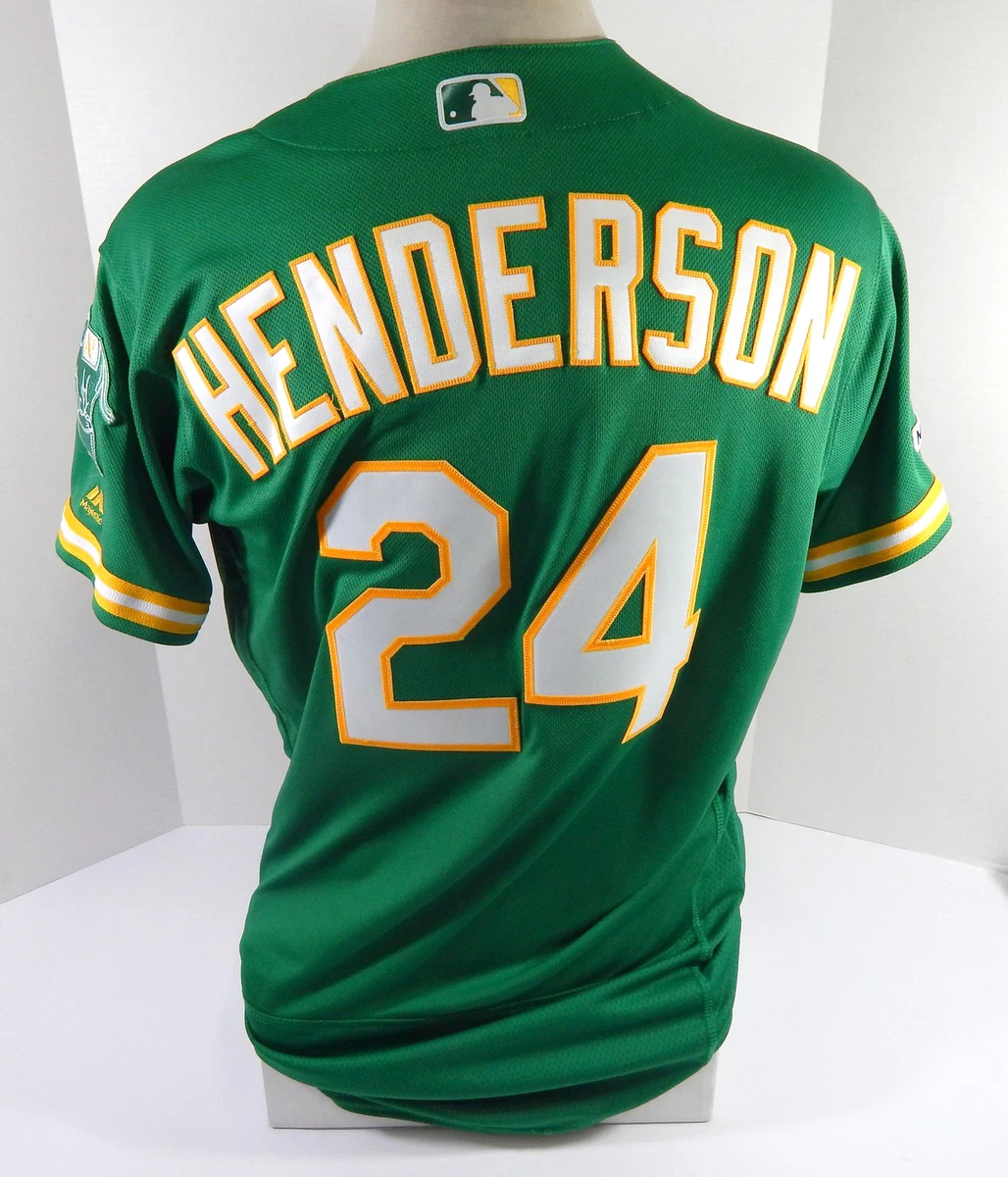 2019 Oakland A's Athletics Rickey Henderson #24 Game Issued Kelly Green  Jersey 2