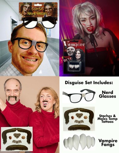 Billy Bob Classic DIY Disguise Kit Costume - Glasses, Mustache, Vampire Fangs - 第 8/9 張圖片