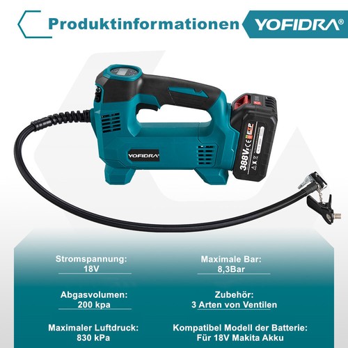 Für Makita 18V Akku Kompressor LED Anzeige für Auto Motorrad Fahrrad Sportbälle - Bild 11 von 23