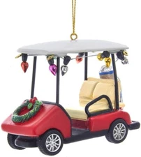 Kurt Adler Resin Golf Cart with Wreath Christmas Ornament
