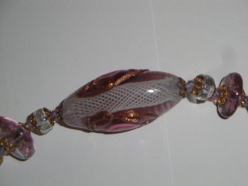 Collana antica vintage con grandi ovali in vetro rosa di MURANO originale 100% - Foto 6 di 11