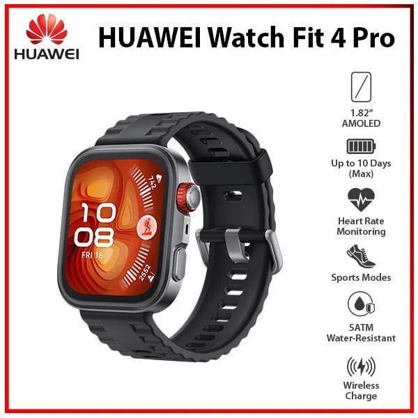 Huawei Watch Fit 4 Pro BLACK 1.82" AMOLED Bluetooth Android iOS Smartwatch