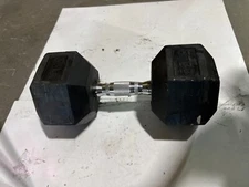 Barbell Rubber Hex Dumbbell Single Heavy Duty 55LB Black Silver fits CAP