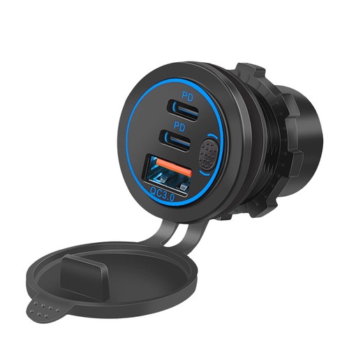 12V/24V Dual QC 3.0 USB + PD Type-C Fast Car Charger Socket Adapter Power Outlet - Zdjęcie 16 z 24