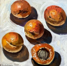 Original Oil Impasto Painting Fruit Apricot still life Art Food 6X6 inch
