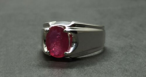 Natural Oval Cut 4.5 Carat Red Ruby Sterling Silver 925 Handmade Yakoot Men Ring - Picture 10 of 12