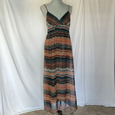She's Cool Women  Summer Long Maxi  Multi color Chevron pattern dress