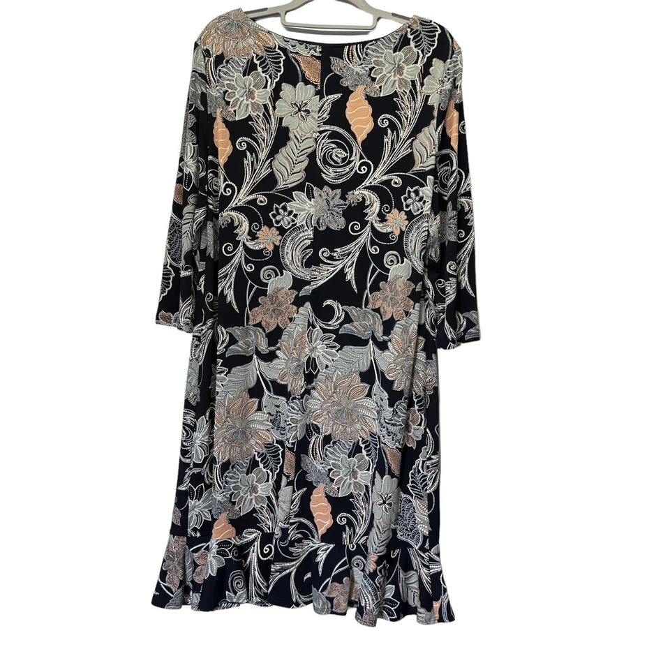 Vestido floral Sandra Darren para mujer talla 12 manga 3/4 oficina carrera Foto 2 de 4