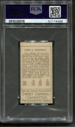 1911 T205 Gold Border John E. Hummell PSA 5 MC Brooklyn Nationals - Picture 2 of 2