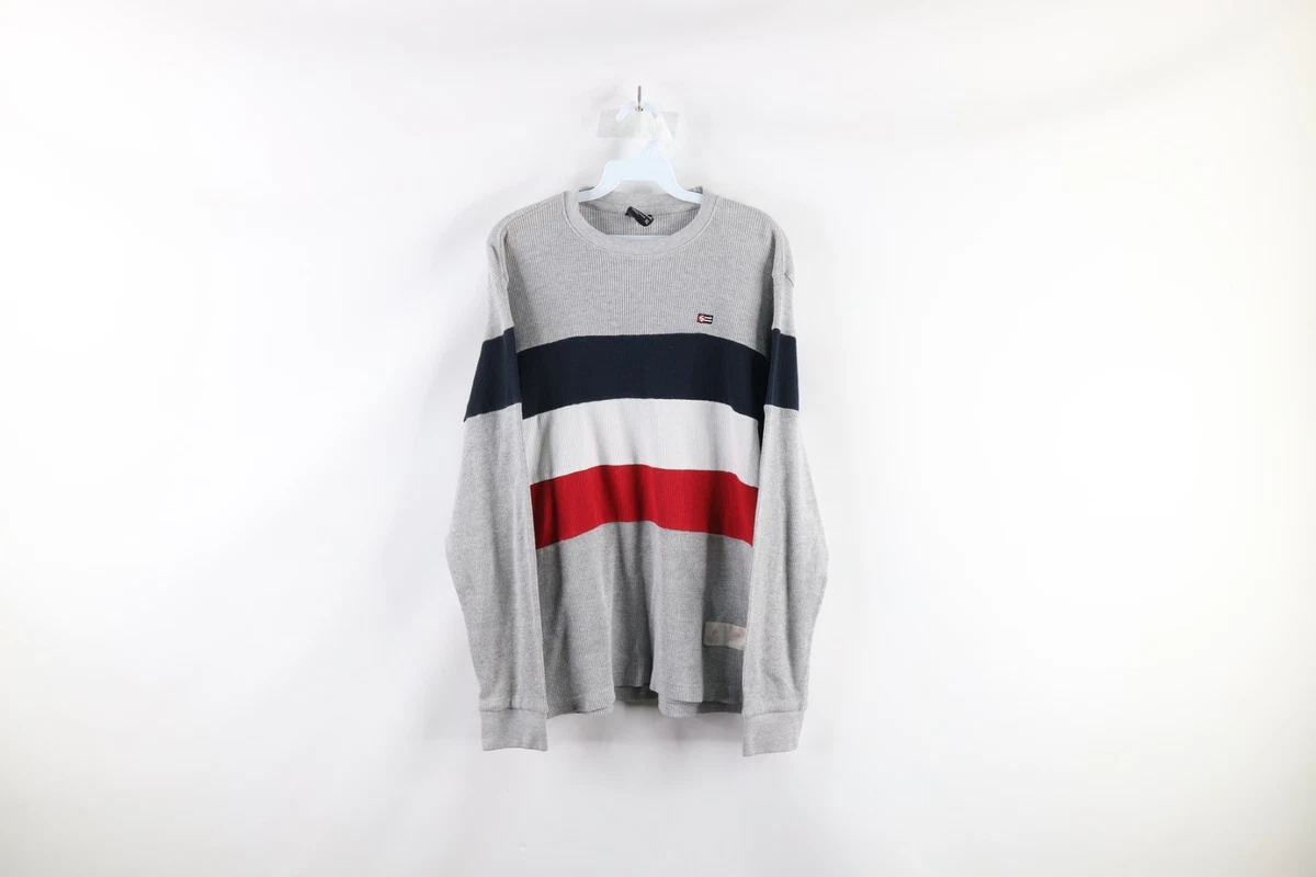 Vtg Southpole Mens XL Distressed Color Block Thermal Knit Long Sleeve T Shirt