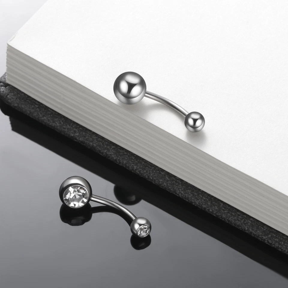 Anillo de ombligo con estrás de titanio G23 2 piezas para mujer anillos de ombligo joyería corporal Foto 4 de 4