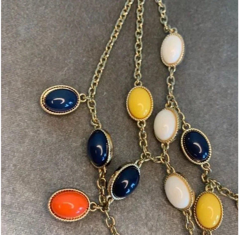 Коренастый Banana Republic желтый оранжевый синий Lucite станции нагрудник заявление ожерелье - Изображение 3 из 4