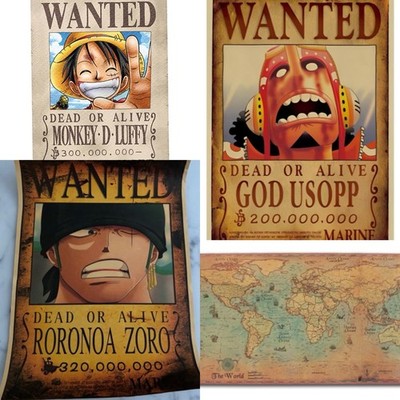 Piraten Weltkarte One Piece Wanted Poster Wallpaper Bild Foto Gemälde Dekoration