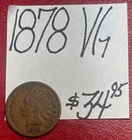 1878 Indian Head Cent Penny! (VG) Very Good Condition! ENN Coins
