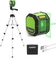 (NEW) Huepar Rechargeable 100 FT Self Leveling Laser Level with 42-Inch Tripod
