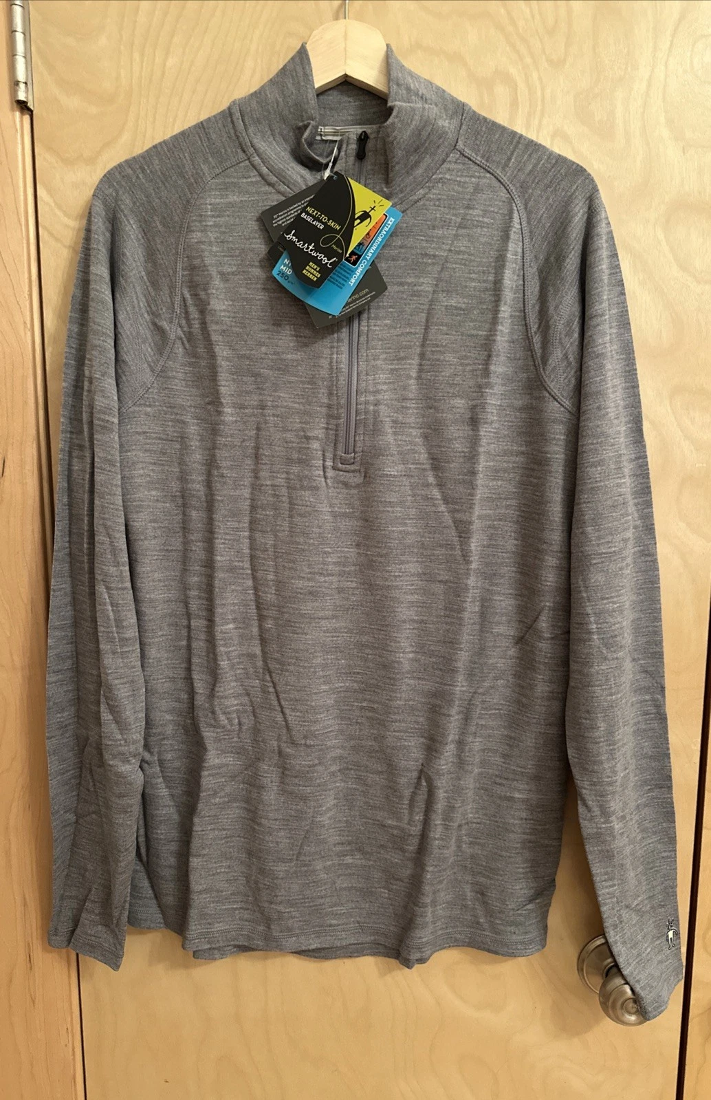 NEW! SMARTWOOL NTS 1/4 Zip Men’s L Gray Mid Wt 250 Merino Wool Base Layer $130