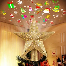 2026 LED Christmas Tree Topper Projector Star Christmas Tree 6 Modes Rotating