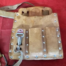 Klein Tools 5127 Leather 6-Pocket Tool Pouch with Belt Size 38 Great Shape Ready
