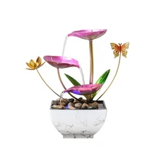 Pink Tabletop Water Fountain USB Desktop Sleep Waterfall Women Office Decor Z...