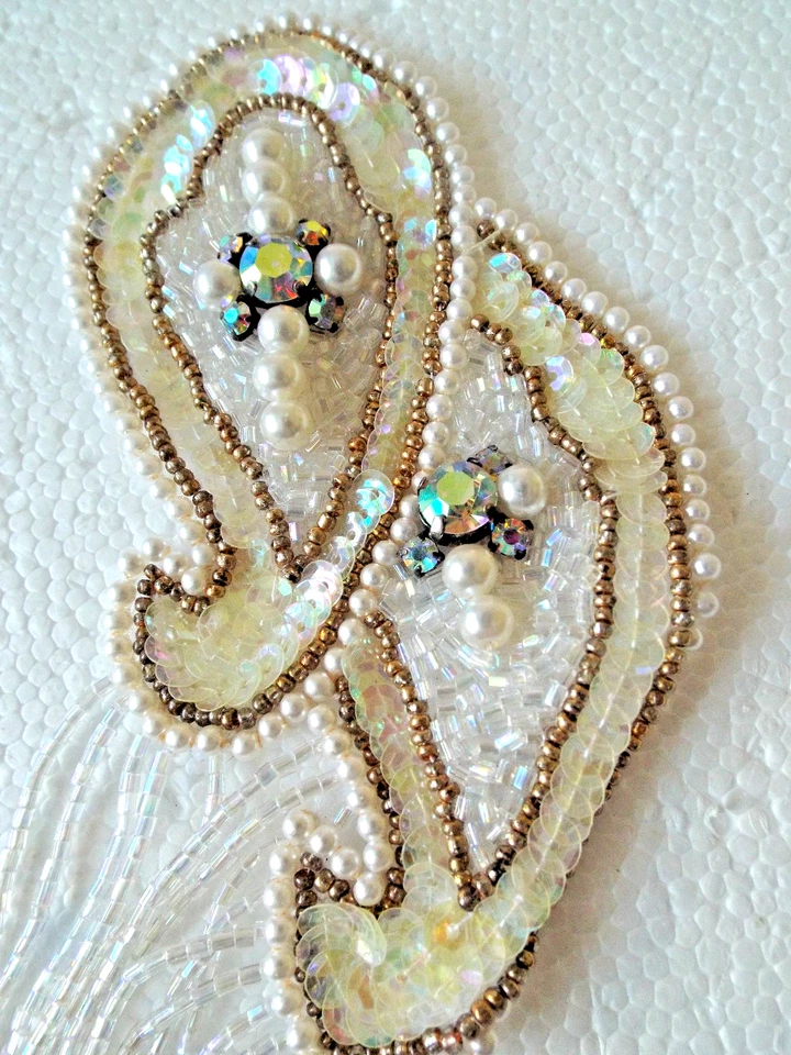 ***APLIQUES DE PERLAS DE CRISTAL CON CUENTAS DE COLECCIÓN (2) ¡Flecos con cuentas!! Foto 4 de 4