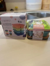 Caperci 5-Compartment Bento Snack Box Set - 4 PCS, Food Grade, BPA-Free