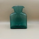 Vintage Early Blenko Glass 384 Water Bottle 8.25” in Sea Green
