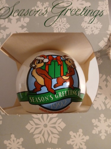 1992 Disney Cast Family Holiday Party CHRISTMAS ORNAMENT CHIP AND DALE IN BOX G2 - Picture 4 of 9